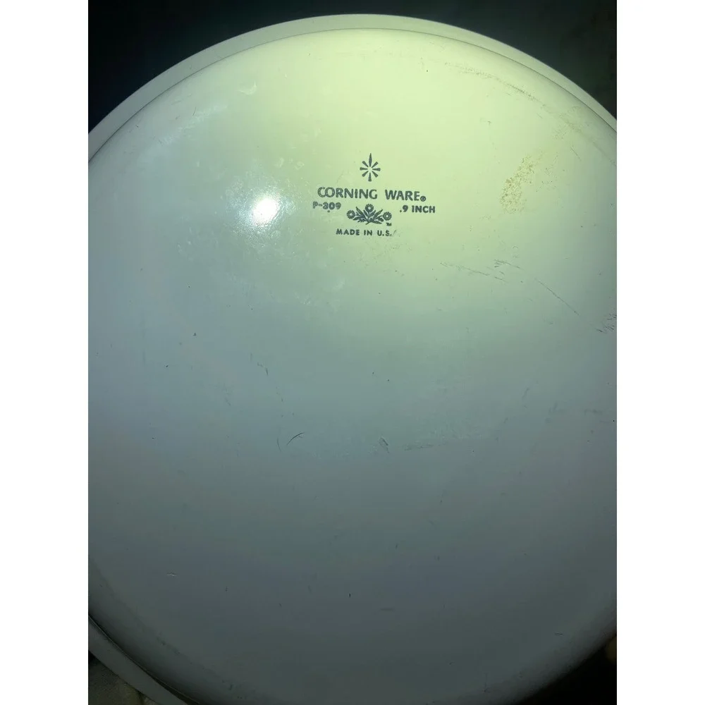 Corning Ware Cornflower Blue 9 Inch Pie Plate Vintage P-309 White Pyroceram Dish